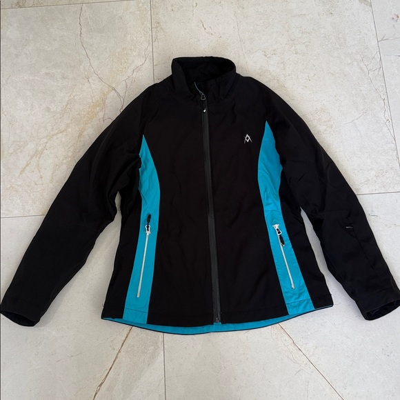 Jackets & Blazers - Black and Blue Zip-Up Soft Shell Ski Jacket- sz-10